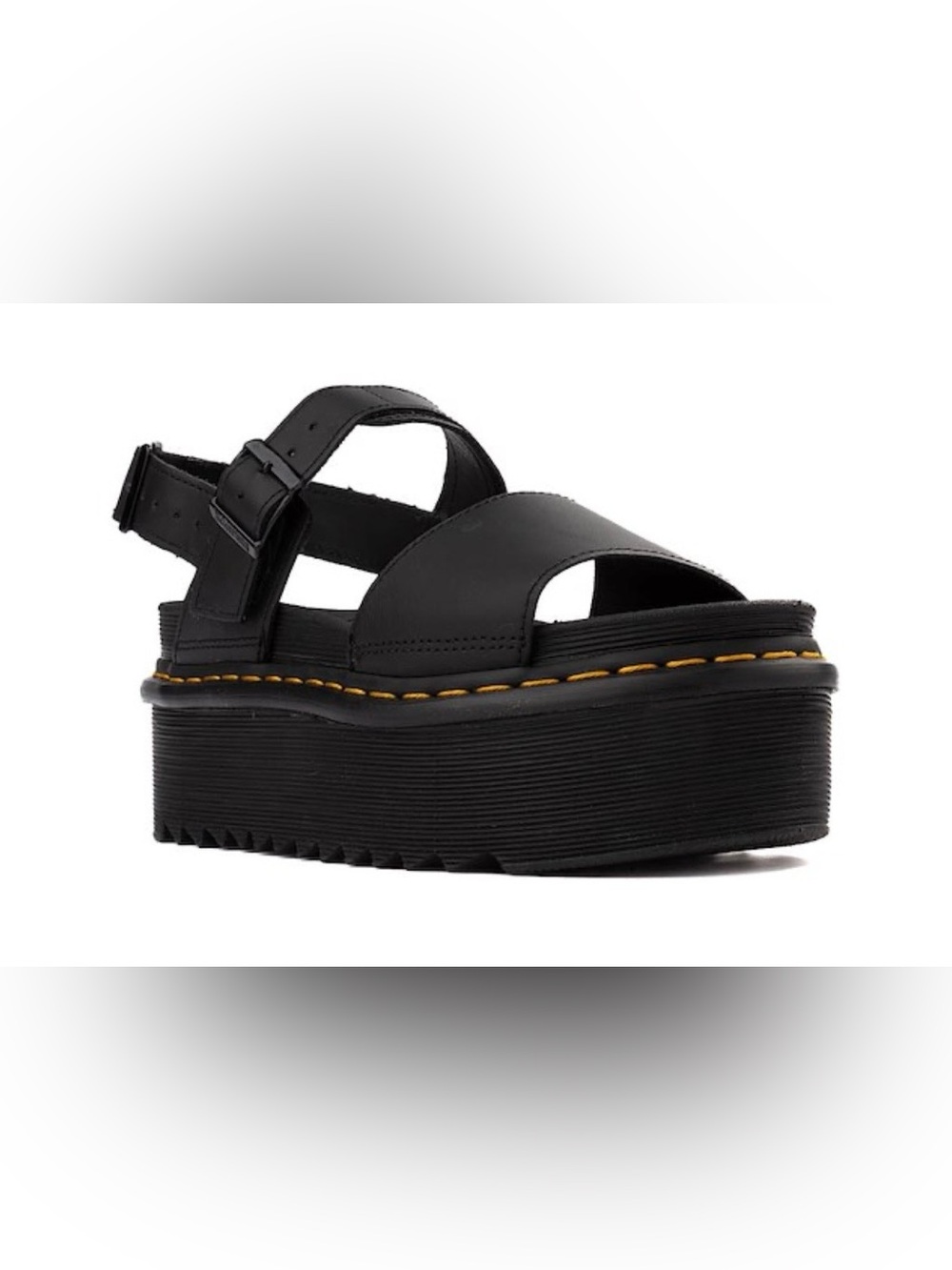 Dr. Martens Women’s Voss Squad Platform Black Leather Sandals with Buckle Straps - Picture 6 of 15